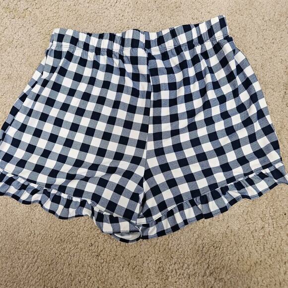 Crown & Ivy Ruffle Checked PJ Set Blue & White 2pc Tank Top Shorts Womens Sz S - Picture 4 of 7